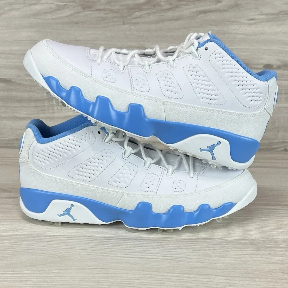 Men's 10.5 - Nike Air Jordan 9 UNC White University Blue Golf Shoes FJ5934-101
